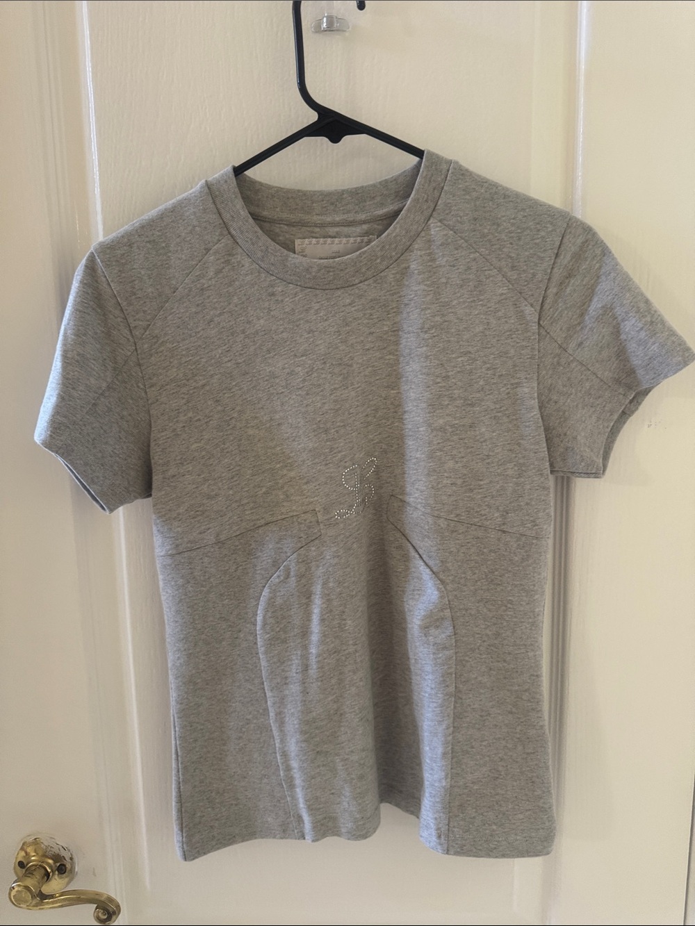 Heather Gray Short-Sleeve Tee with Subtle Front Detail